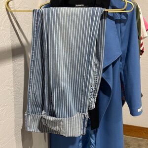 Aqua Navy and White Striped Trousers